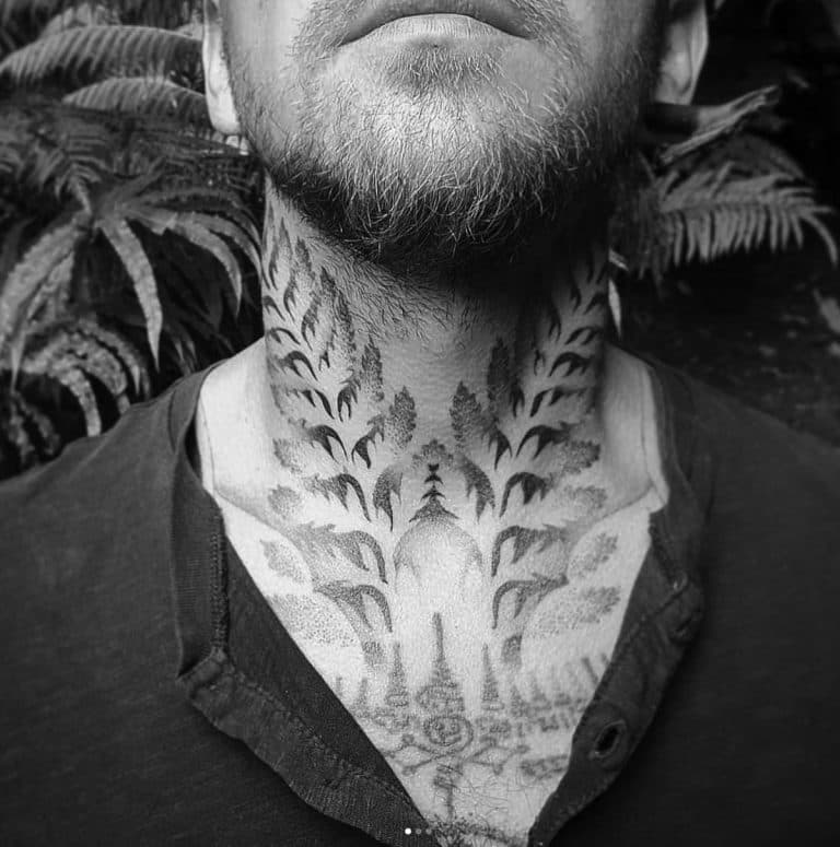 Symmetrical neck tattoo