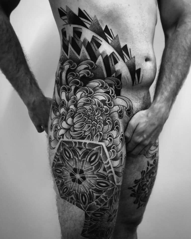 Chrysanthemum shorts tattoo